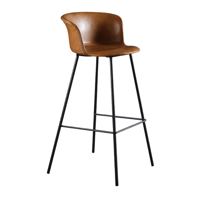 Modern Indoor Backrest Bar Stool Faux Leather Upholstered Bar Stool