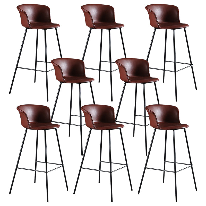 Modern Indoor Backrest Bar Stool Faux Leather Upholstered Bar Stool