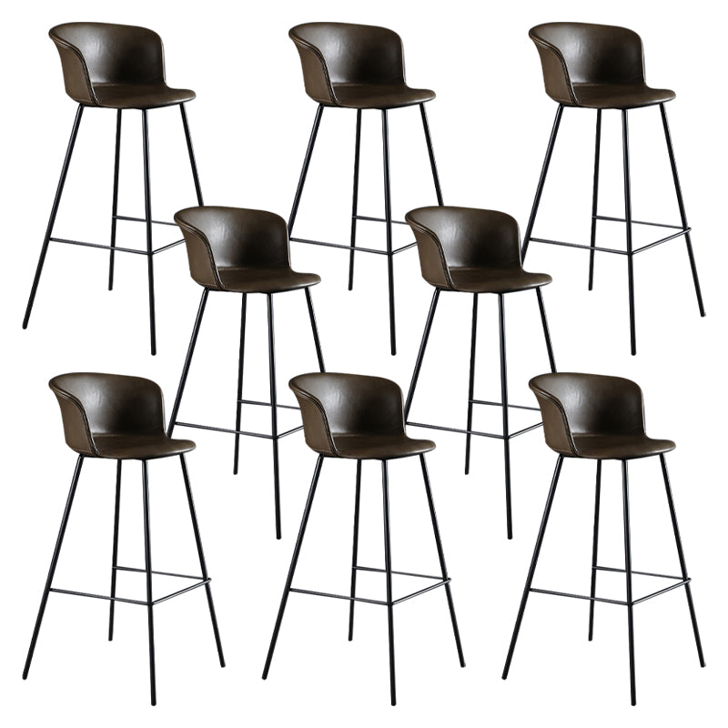 Modern Indoor Backrest Bar Stool Faux Leather Upholstered Bar Stool