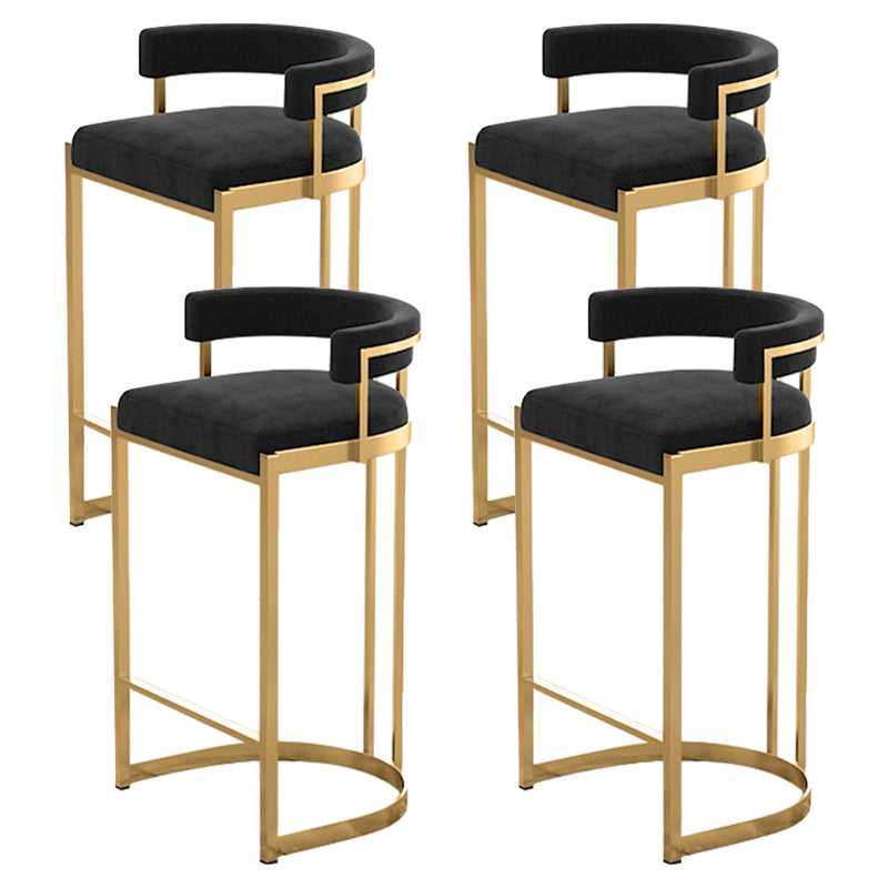 Glam Bucket Bar Stool Upholstered Bar Stool with Gold Metal Base