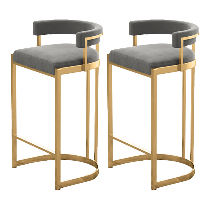 Glam Bucket Bar Stool Upholstered Bar Stool with Gold Metal Base