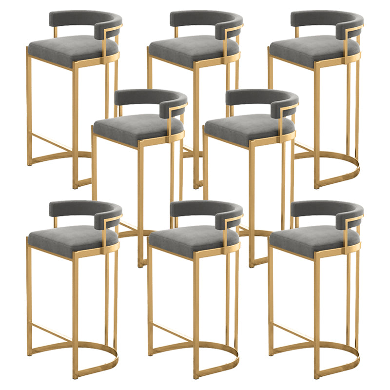 Glam Bucket Bar Stool Upholstered Bar Stool with Gold Metal Base
