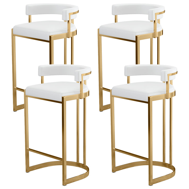 Glam Bucket Bar Stool Upholstered Bar Stool with Gold Metal Base