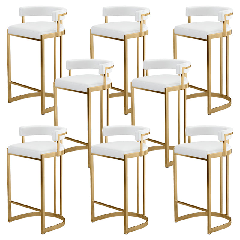 Glam Bucket Bar Stool Upholstered Bar Stool with Gold Metal Base