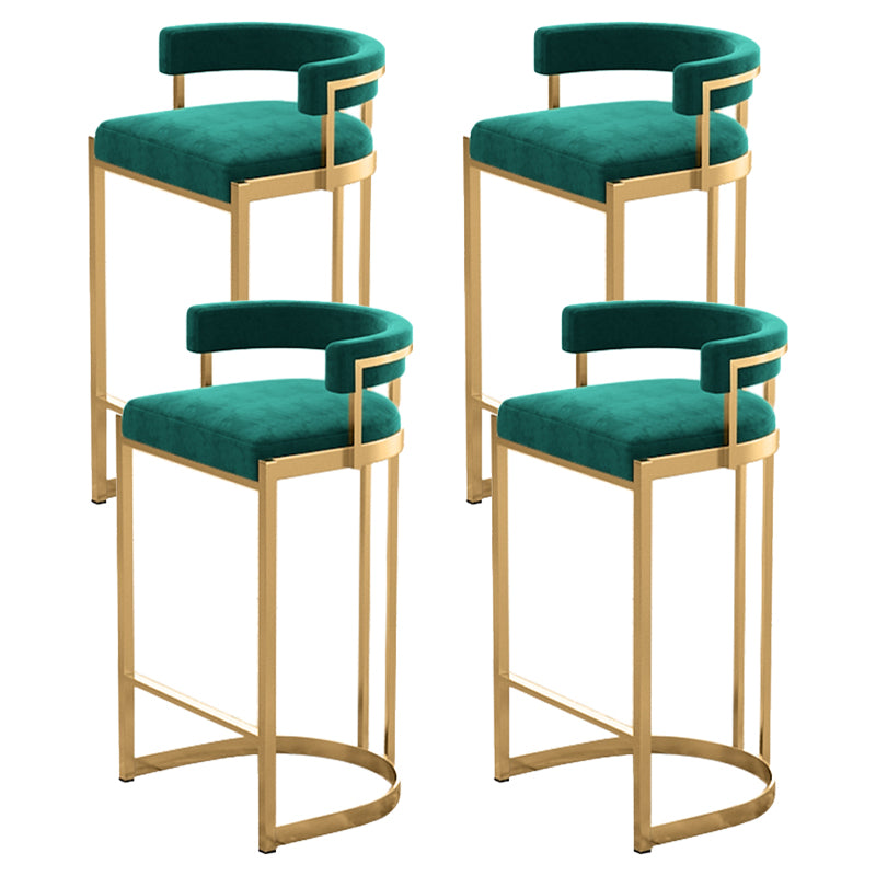 Glam Bucket Bar Stool Upholstered Bar Stool with Gold Metal Base