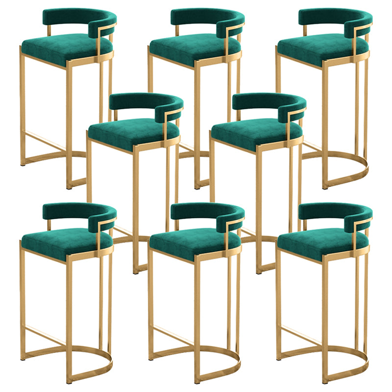 Glam Bucket Bar Stool Upholstered Bar Stool with Gold Metal Base