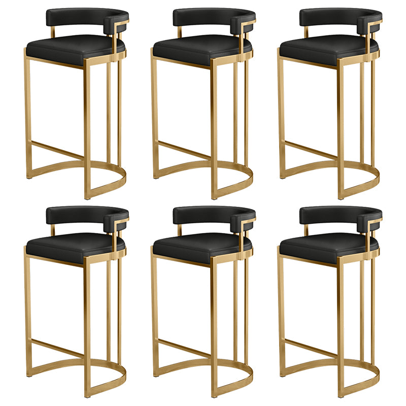 Glam Bucket Bar Stool Upholstered Bar Stool with Gold Metal Base