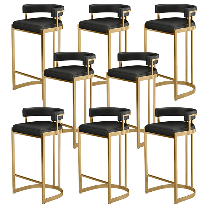 Glam Bucket Bar Stool Upholstered Bar Stool with Gold Metal Base