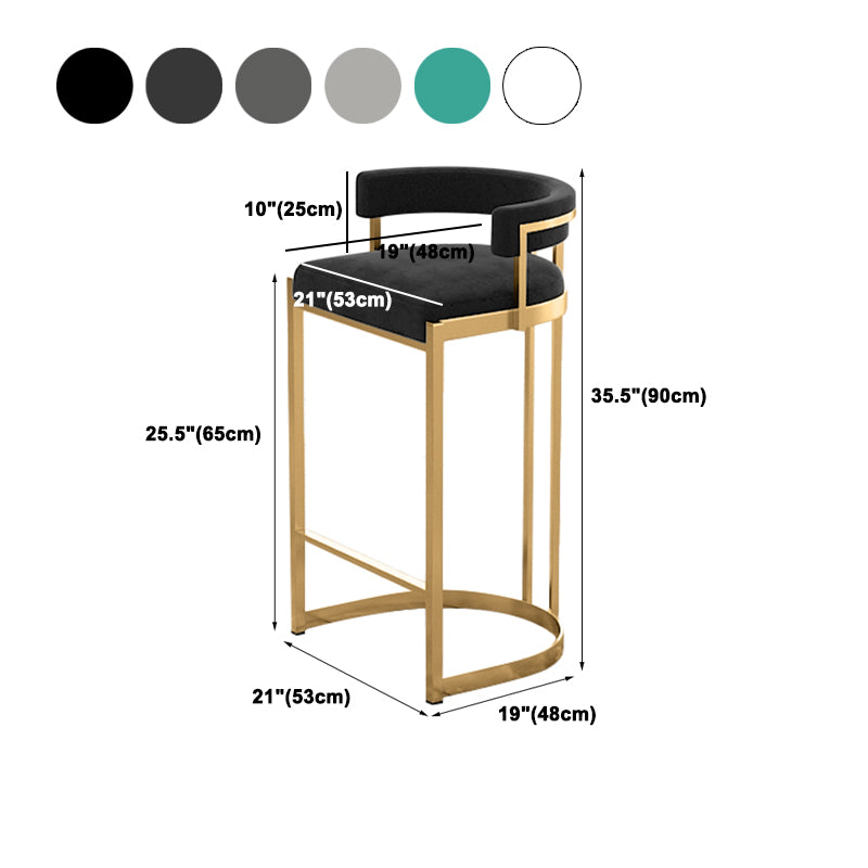 Glam Bucket Bar Stool Upholstered Bar Stool with Gold Metal Base