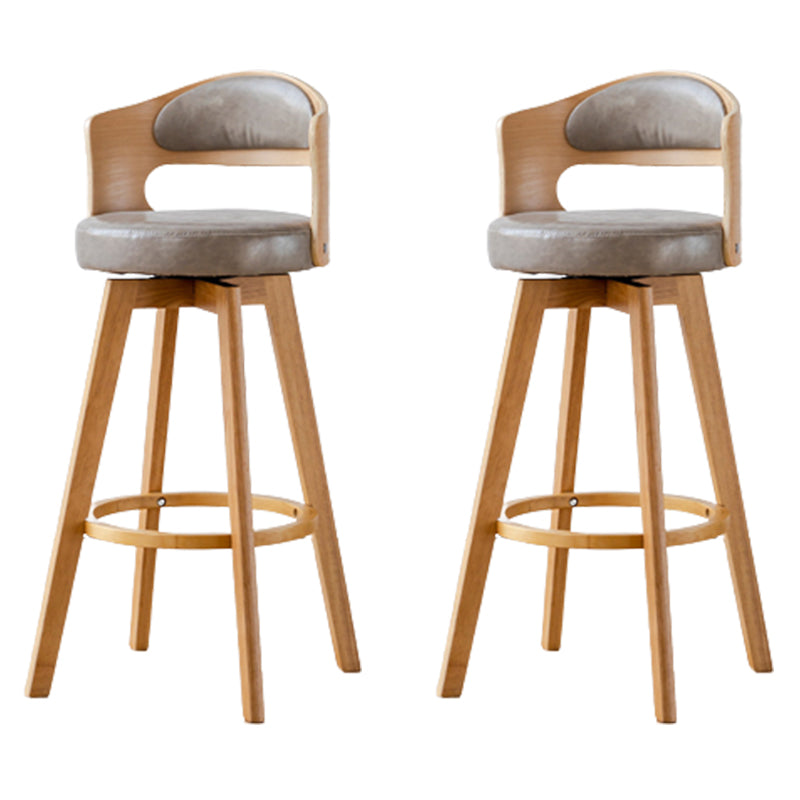 Contemporary Wood Stool Faux Leather Counter Stool in Matte Finish for Indoor