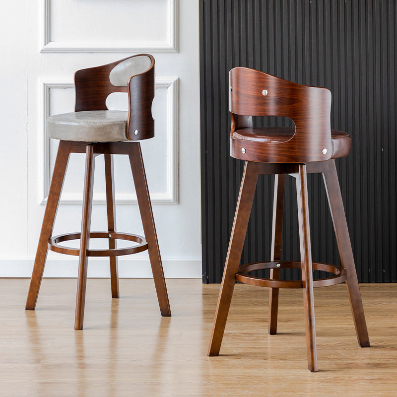 Contemporary Wood Stool Faux Leather Counter Stool in Matte Finish for Indoor