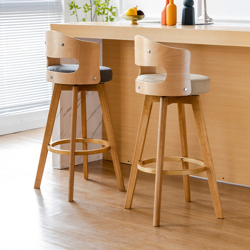 Contemporary Wood Stool Faux Leather Counter Stool in Matte Finish for Indoor