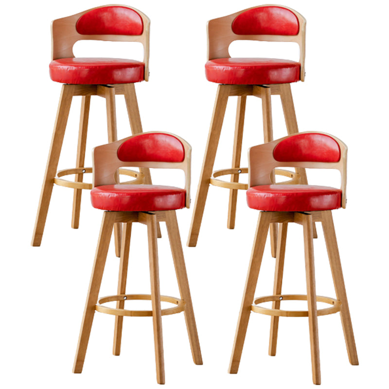 Contemporary Wood Stool Faux Leather Counter Stool in Matte Finish for Indoor