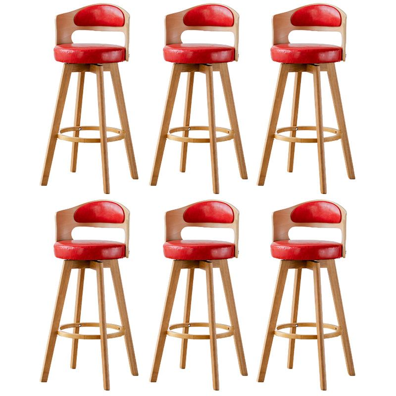 Contemporary Wood Stool Faux Leather Counter Stool in Matte Finish for Indoor