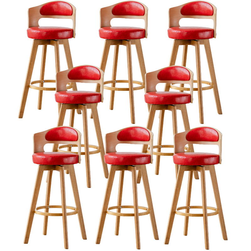 Contemporary Wood Stool Faux Leather Counter Stool in Matte Finish for Indoor