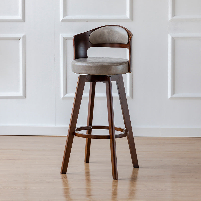 Contemporary Wood Stool Faux Leather Counter Stool in Matte Finish for Indoor