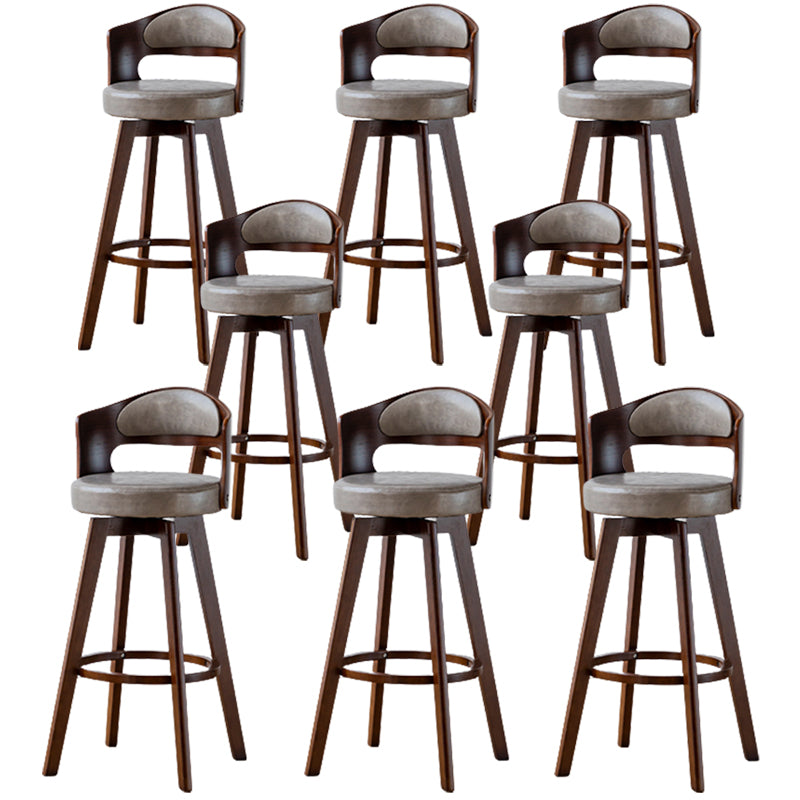 Contemporary Wood Stool Faux Leather Counter Stool in Matte Finish for Indoor