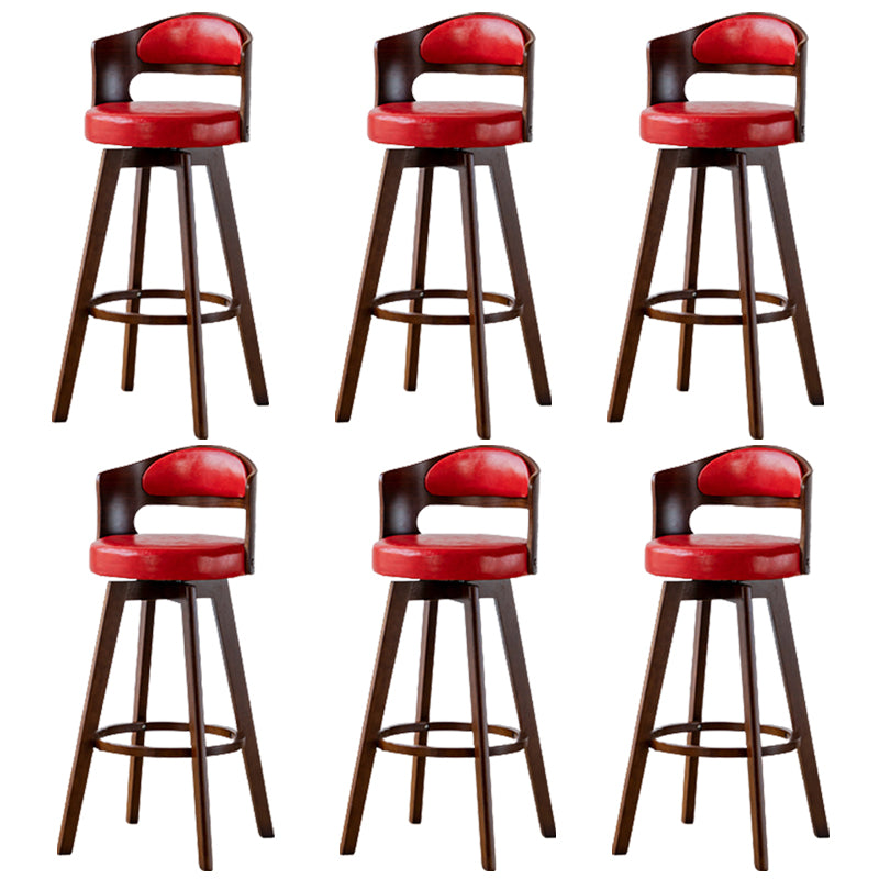 Contemporary Wood Stool Faux Leather Counter Stool in Matte Finish for Indoor