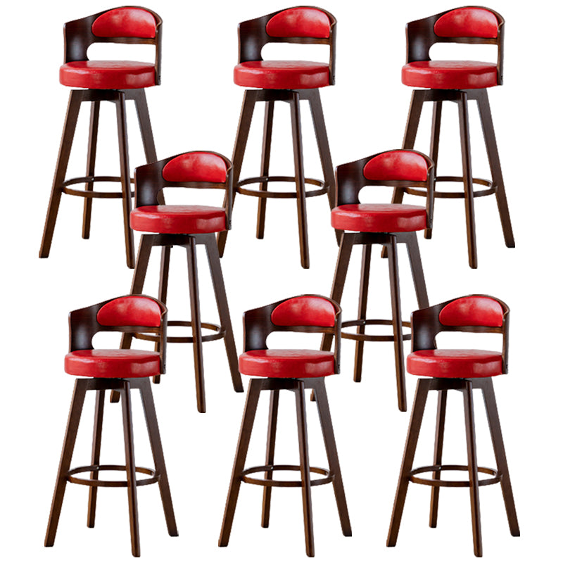 Contemporary Wood Stool Faux Leather Counter Stool in Matte Finish for Indoor