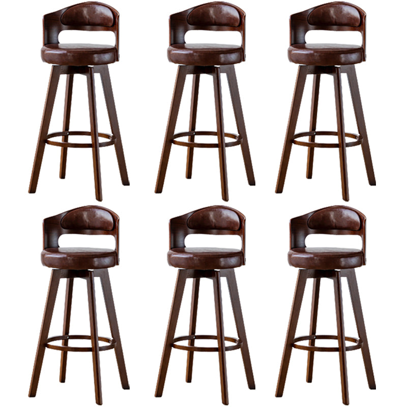 Contemporary Wood Stool Faux Leather Counter Stool in Matte Finish for Indoor