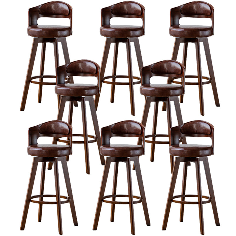 Contemporary Wood Stool Faux Leather Counter Stool in Matte Finish for Indoor