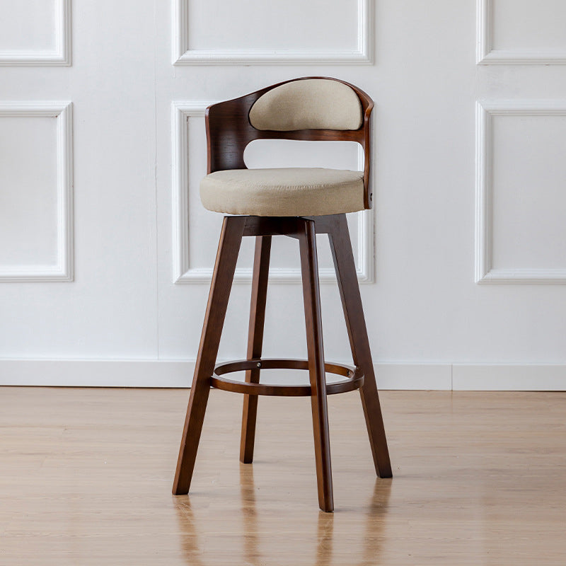 Contemporary Wood Stool Faux Leather Counter Stool in Matte Finish for Indoor