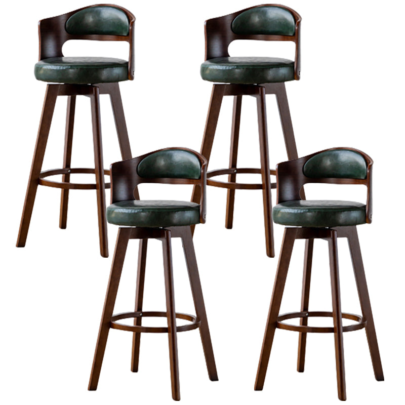 Contemporary Wood Stool Faux Leather Counter Stool in Matte Finish for Indoor