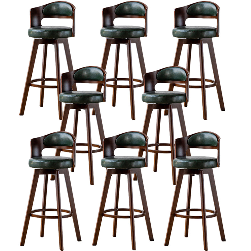 Contemporary Wood Stool Faux Leather Counter Stool in Matte Finish for Indoor