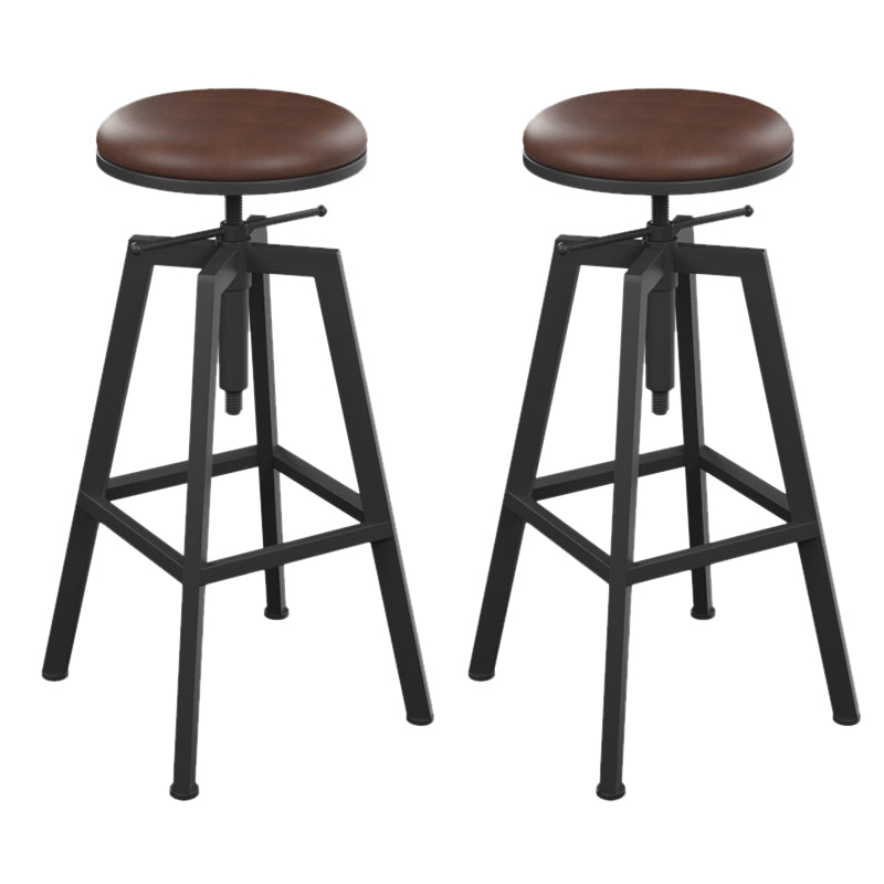 Adjustable Armless Height Stool Industrial Counter Stools with Black Base