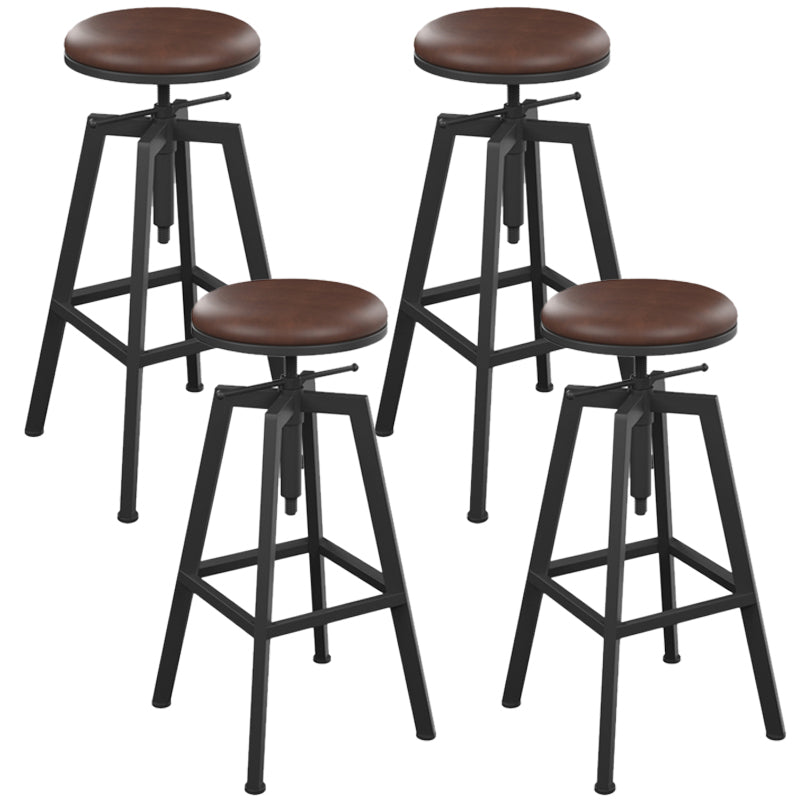 Adjustable Armless Height Stool Industrial Counter Stools with Black Base