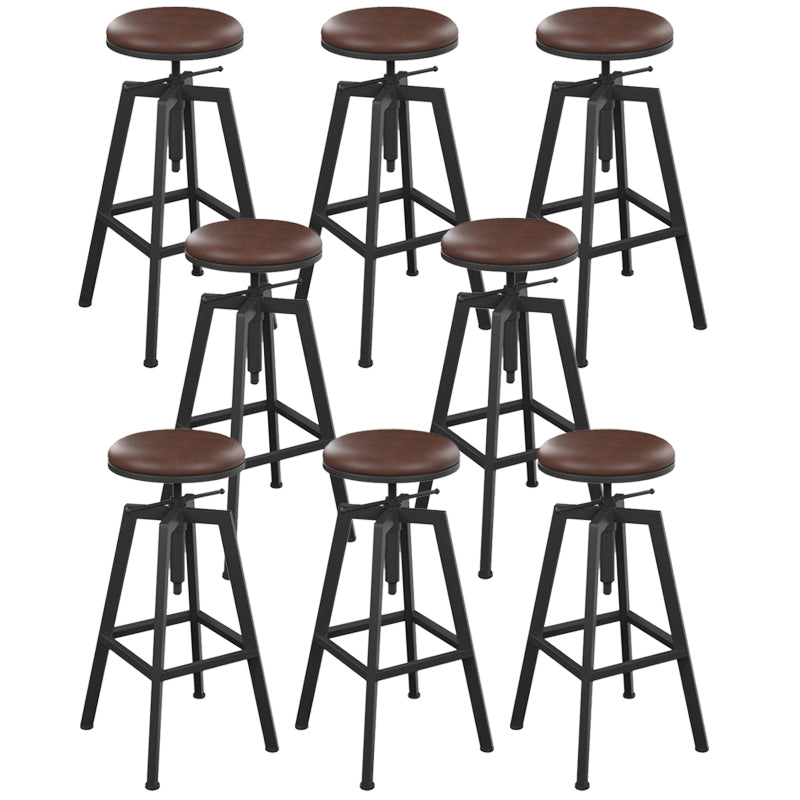 Adjustable Armless Height Stool Industrial Counter Stools with Black Base