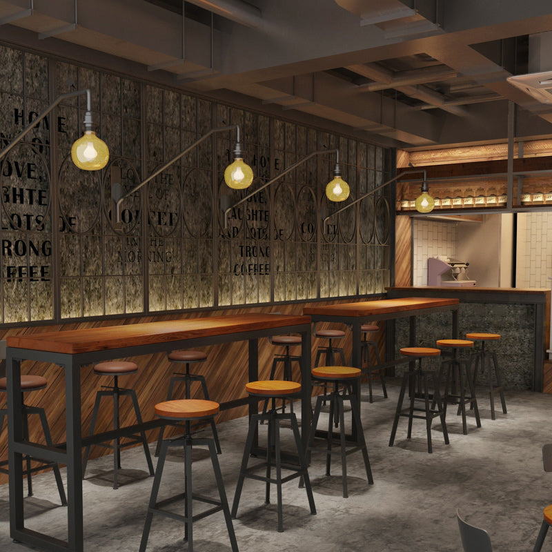 Adjustable Armless Height Stool Industrial Counter Stools with Black Base