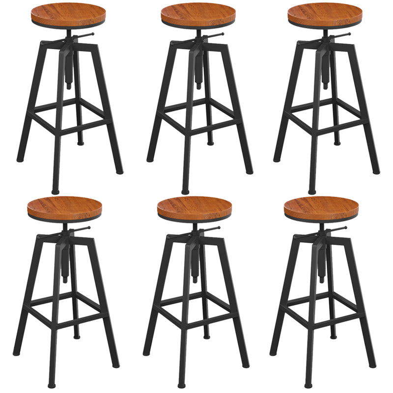 Adjustable Armless Height Stool Industrial Counter Stools with Black Base