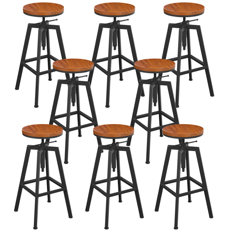 Adjustable Armless Height Stool Industrial Counter Stools with Black Base