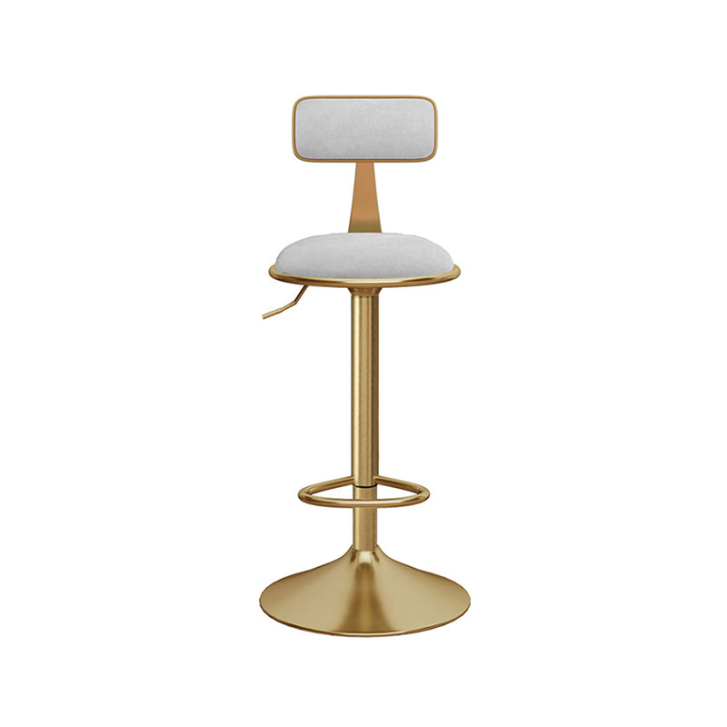 Glam Gold Metal Barstool Upholstered Stool in Matte Finish for Indoor