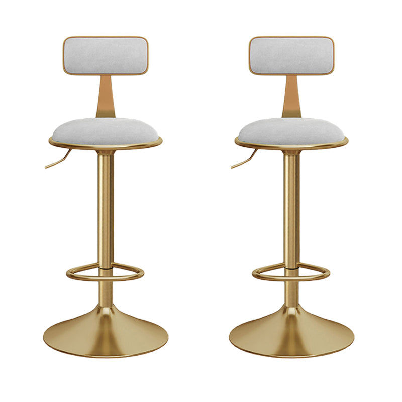 Glam Gold Metal Barstool Upholstered Stool in Matte Finish for Indoor