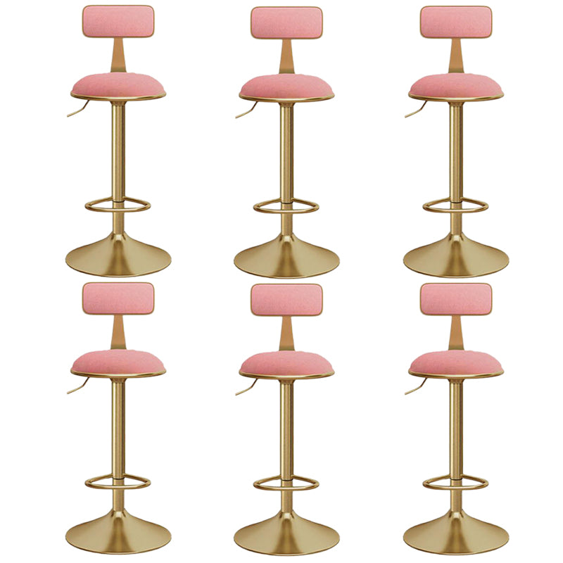 Glam Gold Metal Barstool Upholstered Stool in Matte Finish for Indoor