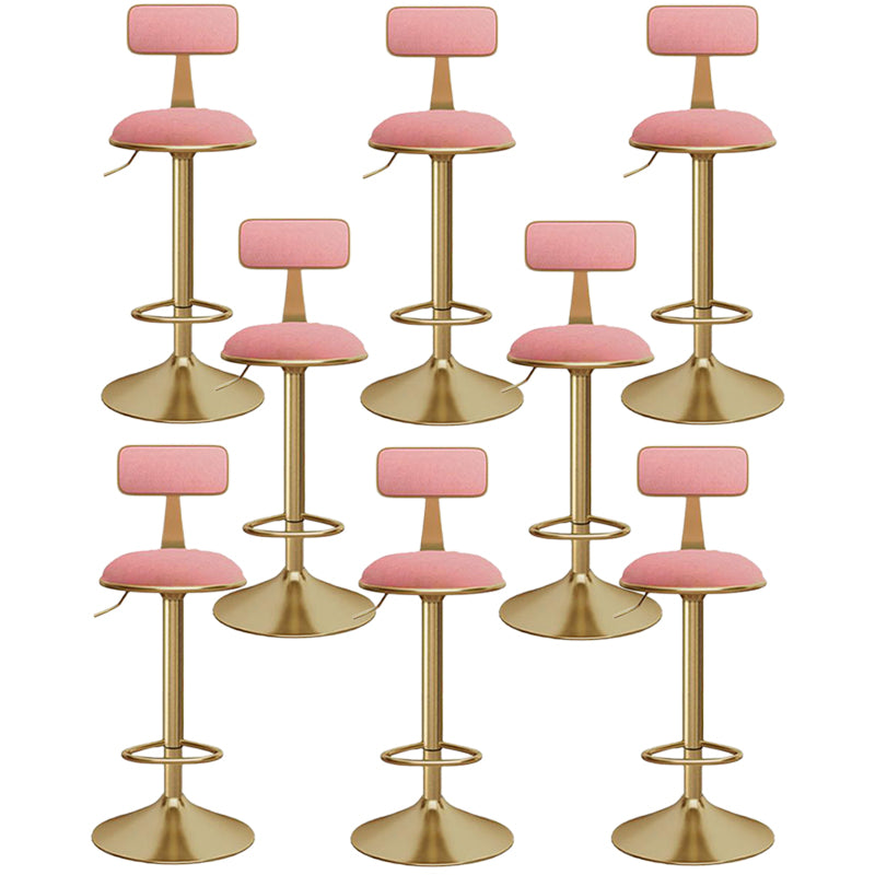 Glam Gold Metal Barstool Upholstered Stool in Matte Finish for Indoor