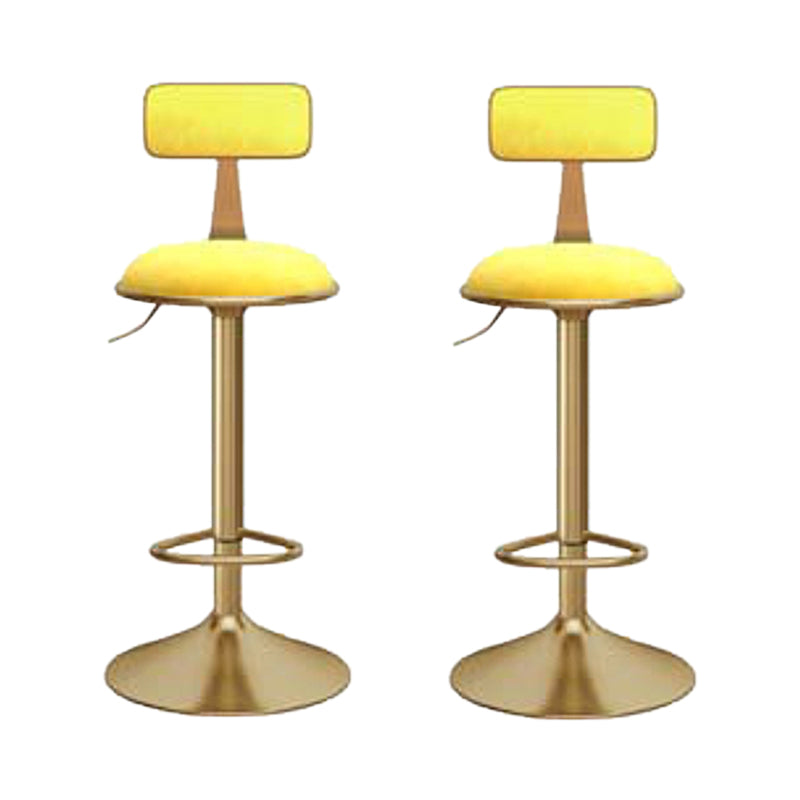 Glam Gold Metal Barstool Upholstered Stool in Matte Finish for Indoor