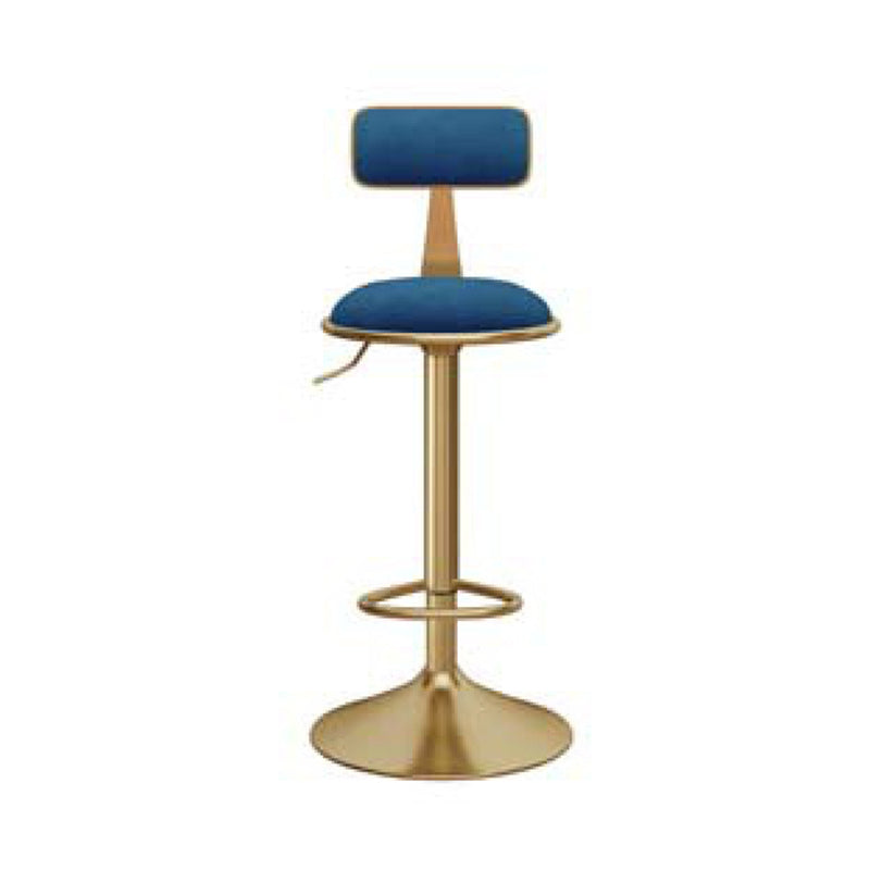 Glam Gold Metal Barstool Upholstered Stool in Matte Finish for Indoor