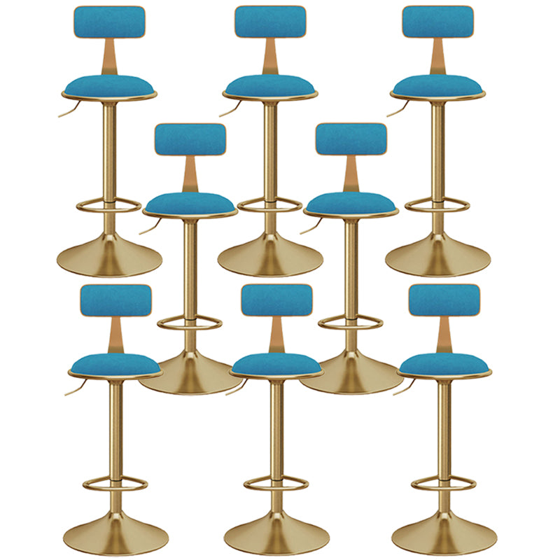 Glam Gold Metal Barstool Upholstered Stool in Matte Finish for Indoor