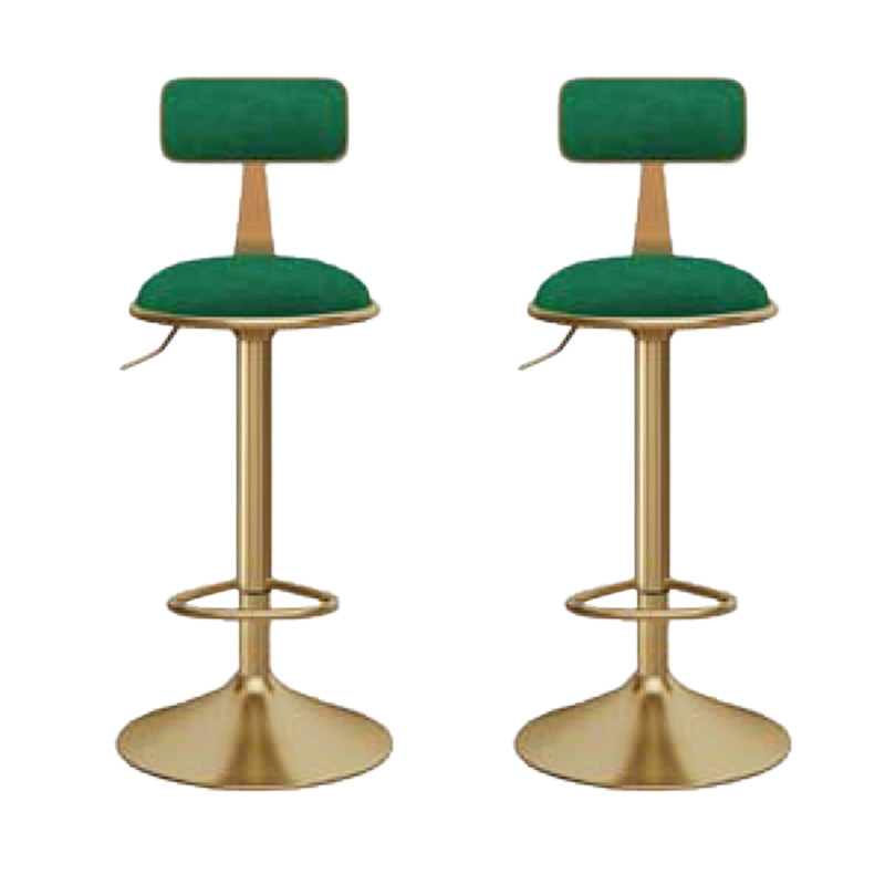 Glam Gold Metal Barstool Upholstered Stool in Matte Finish for Indoor