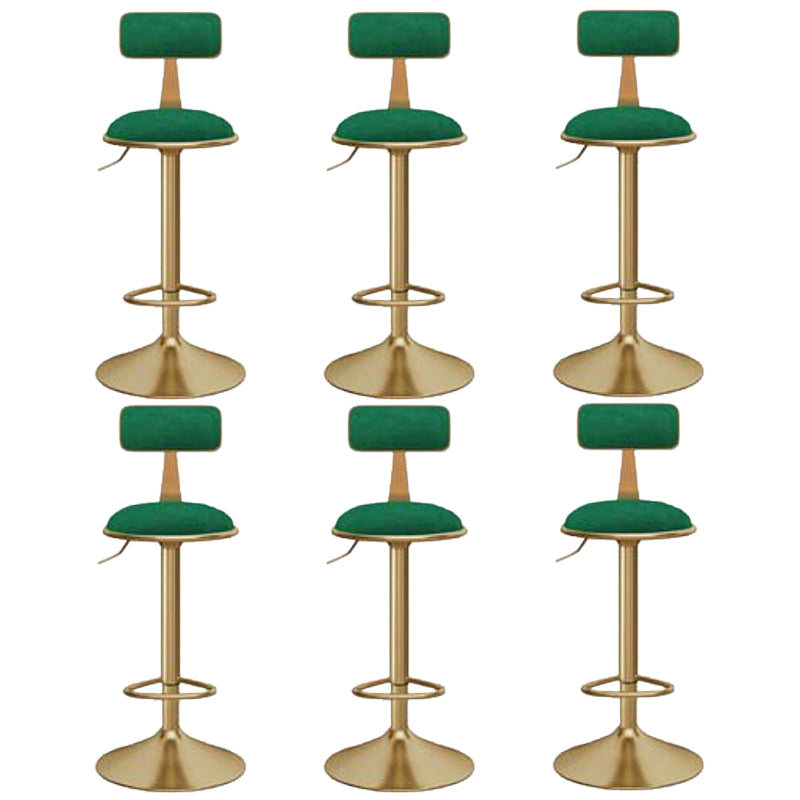 Glam Gold Metal Barstool Upholstered Stool in Matte Finish for Indoor