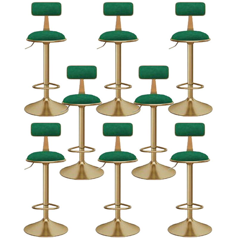 Glam Gold Metal Barstool Upholstered Stool in Matte Finish for Indoor