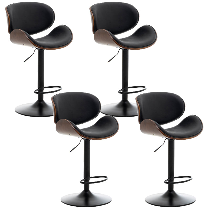 Contemporary Metal Adjustable Barstool Leather Counter Stool with Swivel in Matte Finish