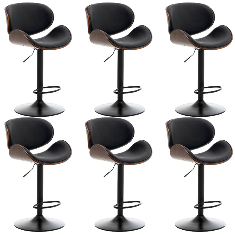 Contemporary Metal Adjustable Barstool Leather Counter Stool with Swivel in Matte Finish