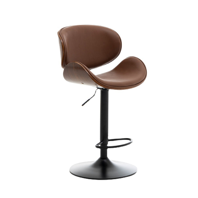 Contemporary Metal Adjustable Barstool Leather Counter Stool with Swivel in Matte Finish