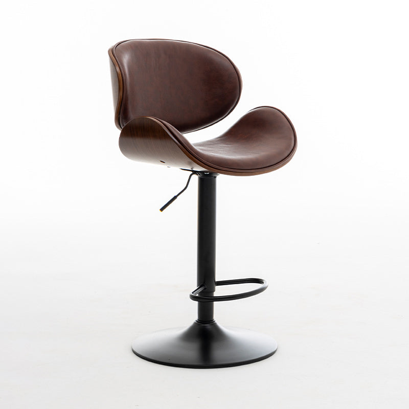 Contemporary Metal Adjustable Barstool Leather Counter Stool with Swivel in Matte Finish