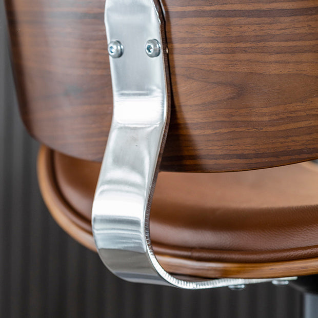 Contemporary Metal Adjustable Barstool Leather Counter Stool with Swivel in Matte Finish