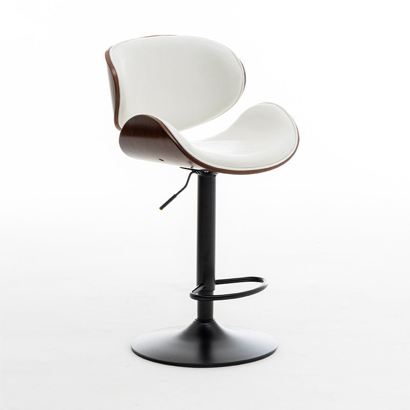 Contemporary Metal Adjustable Barstool Leather Counter Stool with Swivel in Matte Finish